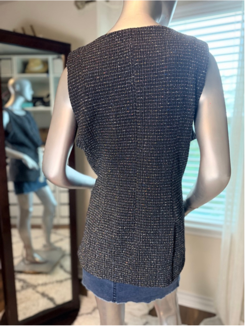 Anthropologie Maeve Tweed Vest Top NWT Large Sleeveless Square Neck Career Black - Picture 4 of 7